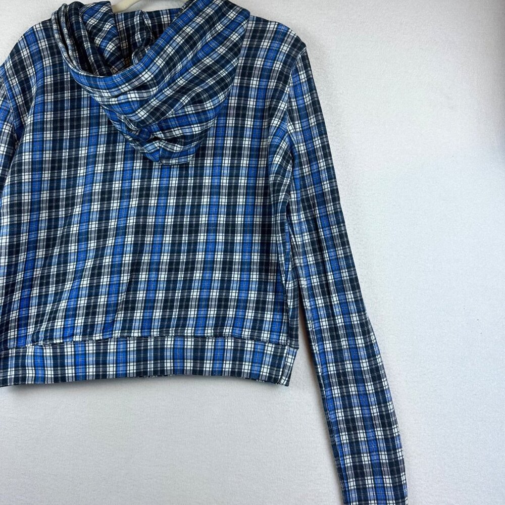 Frank and Eileen Tee Lab Zip Plaid Gingham Hoodie Womens Medium Fleece Preppy - Picture 12 of 13